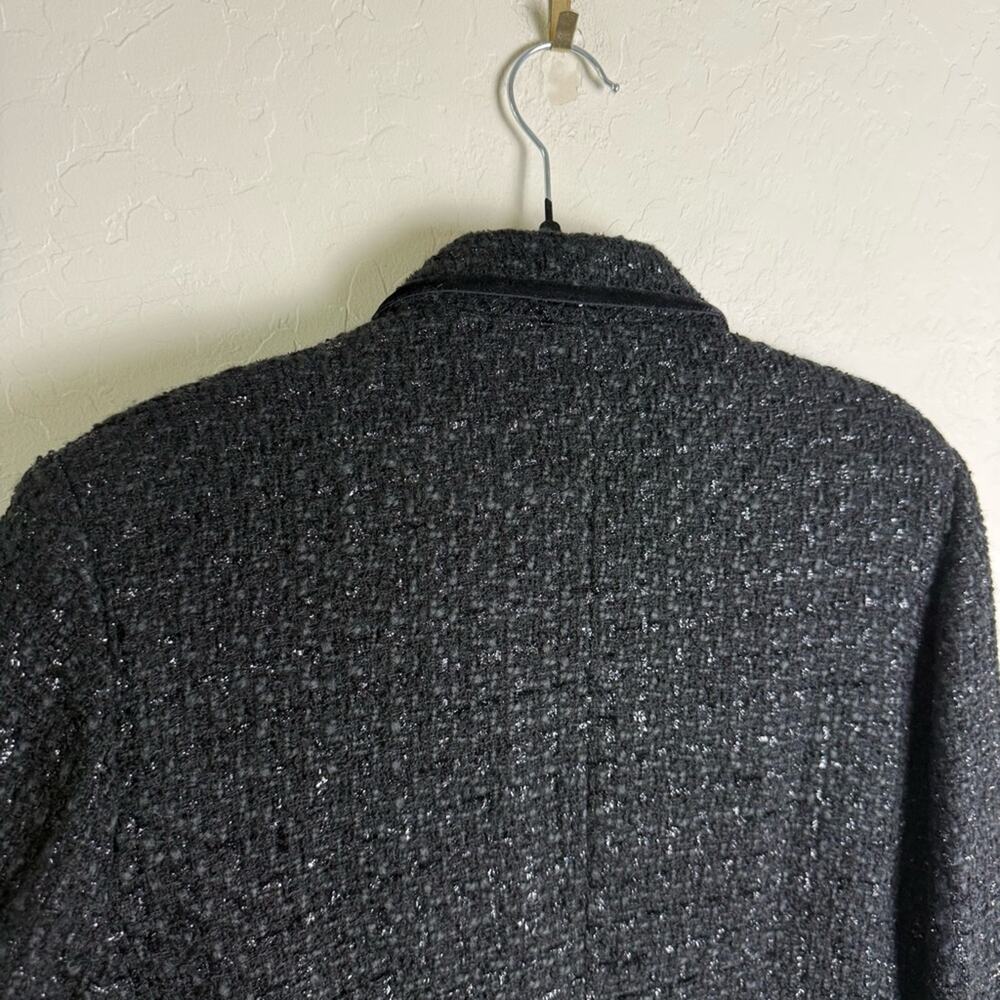 Jones New York Signature Black Shimmer Tweed Blazer Jacket 14 Bling Buttons - Picture 9 of 13